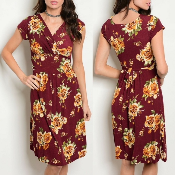 burgundy and yellow dress